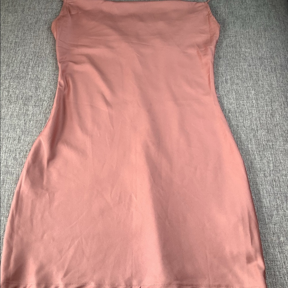 Rose colored slip dress